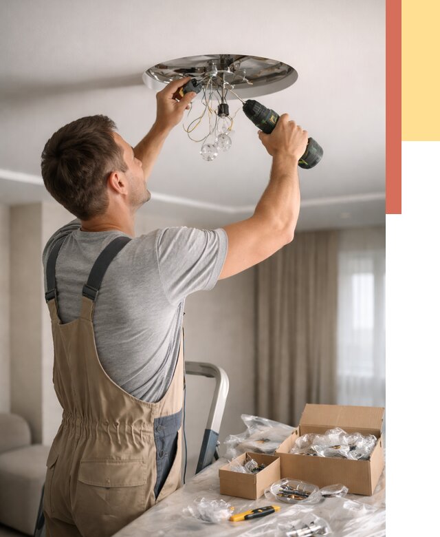 Установка люстры в натяжной потолок в Черкесске от 1224 руб. | Быстро и недорого — ОТДЕЛОЧНИК-Чрк