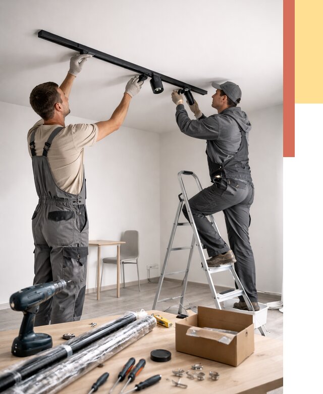 Установка трековых светильников в натяжной потолок в Черкесске от 4282 руб. | ОТДЕЛОЧНИК-Чрк