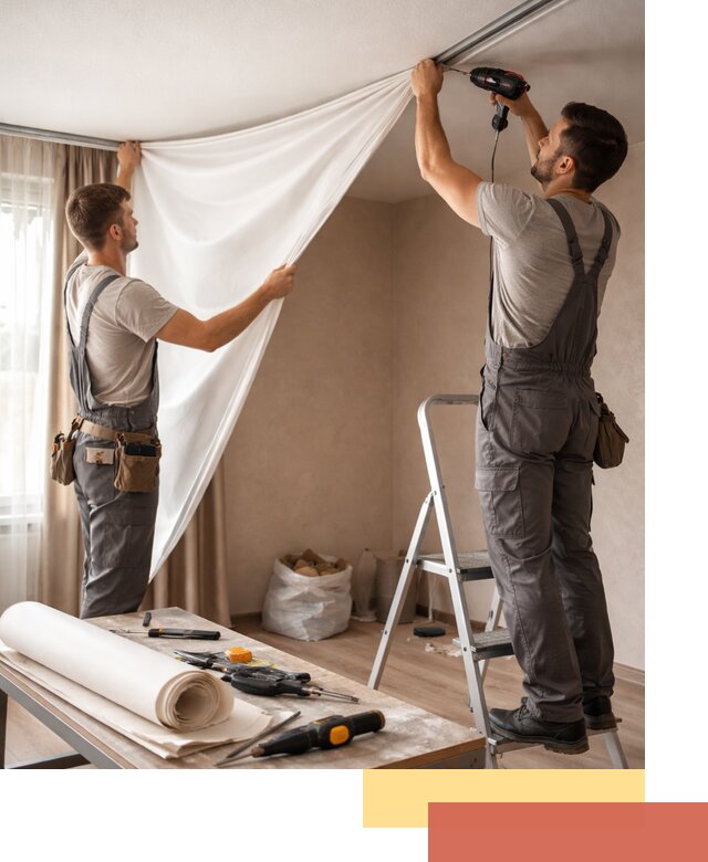 Замена полотна натяжного потолка в Черкесске быстро и качественно