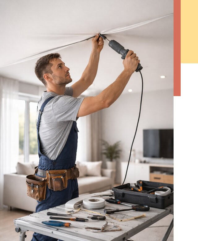 Ремонт натяжных потолков в Черкесске от 9686 руб. под ключ — ОТДЕЛОЧНИК-Чрк