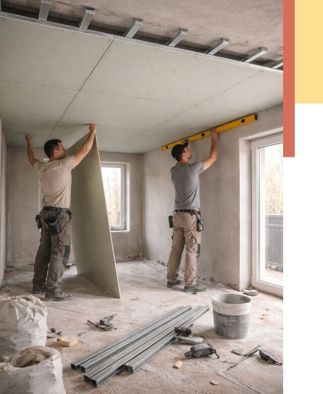 Одноуровневый потолок из гипсокартона в Черкесске от 765 руб. — монтаж под ключ | ОТДЕЛОЧНИК-Чрк