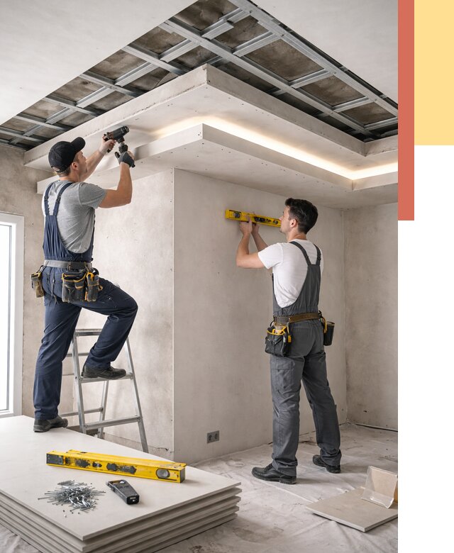 Двухуровневый потолок из гипсокартона в Черкесске от 1478 руб. под ключ | ОТДЕЛОЧНИК-Чрк