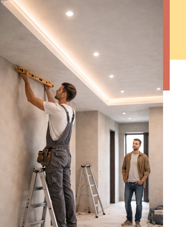 Потолок из гипсокартона с подсветкой в Черкесске от 765 руб./м2 под ключ | ОТДЕЛОЧНИК-Чрк