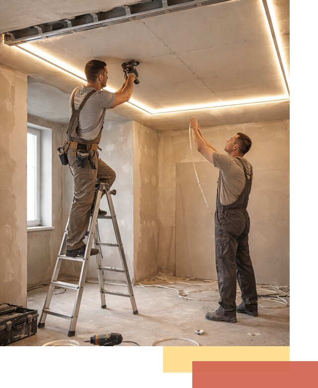 Потолок из гипсокартона с подсветкой в Черкесске