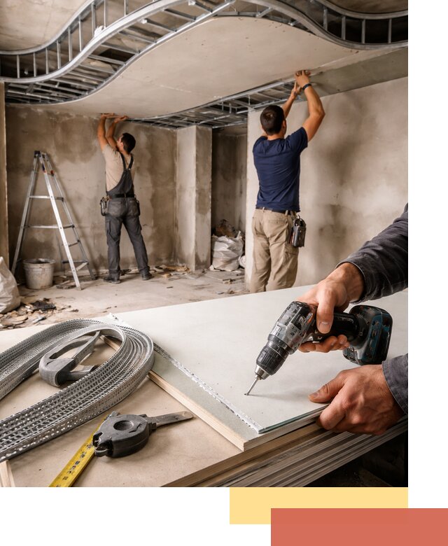 Криволинейный потолок из гипсокартона в Черкесске — монтаж и отделка