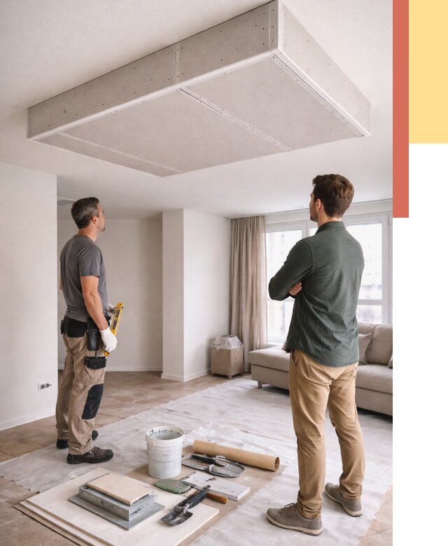 Короб на потолке из гипсокартона в Черкесске от 2243 руб. — монтаж и услуги под ключ | ОТДЕЛОЧНИК-Чрк