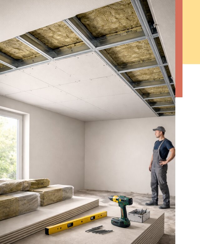 Звукоизоляция потолка ГКЛ в Черкесске от 969 руб. — монтаж под ключ | ОТДЕЛОЧНИК-Чрк