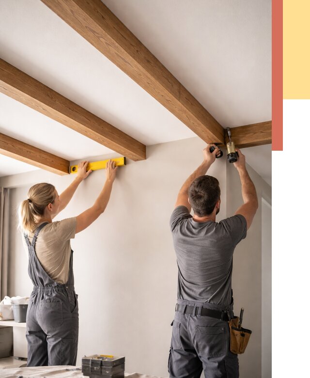 Монтаж декоративных балок на потолок в Черкесске от 4282 руб. — ОТДЕЛОЧНИК-Чрк